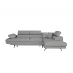Canap d'angle convertible 5 places avec coffre de rangement en tissu - gris clair