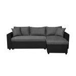 Canap d'angle convertible rversible avec coffre noir / gris jade