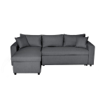 Canap d'angle convertible rversible avec coffre tissu gris jade