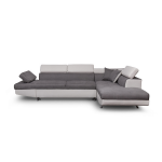 Canap d'angle droit convertible 5 places avec coffre gris / blanc - rio