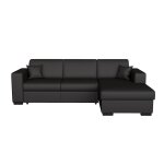 Canap d'angle droit convertible avec coffre pu gris bahamas