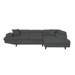 Canap� d'angle droit convertible rio scandinave avec coffre en tissu - gris fonc�, pieds noir