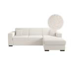 Canap� d'angle fuji xl convertible avec coffre en tissu bouclette - angle droit - blanc