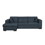 Canap d'angle gauche convertible avec coffre tissu bleu bahamas