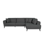 Canap� d'angle india convertible 2 coffres en tissu - angle droit, gris fonc�