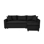 Canap� d'angle maria r�versible et convertible avec coffre en simili et microfibre - noir