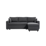 Canap� d'angle maria r�versible et convertible avec coffre en tissu - gris fonc�