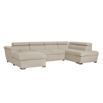 Canap� d'angle panoramique paola convertible en tissu - beige