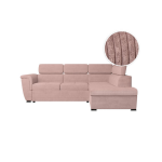 Canap� d'angle paola convertible avec coffre en velours c�tel� - angle droit - rose