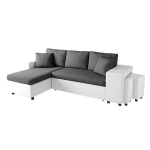 Canap� d'angle r�versible oslo avec coffre et poufs droit en bi - mati�re