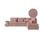 Canap� d'angle r�versible sebastian convertible avec coffre en velours c�tel� - vieux rose
