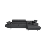 Canap� d'angle rio convertible avec coffre en tissu - angle droit, gris fonc�