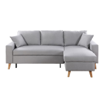 Canap d'angle scandinave rversible convertible avec coffre en tissu gris clair olga