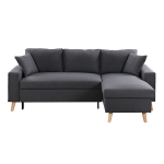 Canap d'angle scandinave rversible convertible avec coffre en tissu gris fonc olga