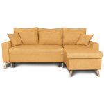 Canap d'angle scandinave rversible convertible avec coffre en tissu jaune olga