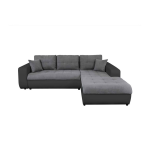 Canap� d'angle suzie convertible en simili et microfibre - angle droit, gris et noir