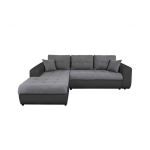 Canap� d'angle suzie convertible en simili et microfibre - angle gauche, gris et noir