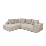 Canap� d'angle tamia convertible avec coffre et 2 poufs en tissu - beige, angle gauche