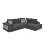 Canap� d'angle tamia convertible avec coffre et 2 poufs en tissu - gris / gris fonc�, angle droit