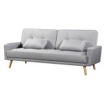 Canapé droit 3 places scandinave convertible en tissu gris clair anja Canapé droit 3 places scandinave convertible en tissu gris clair anja