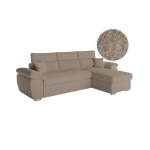 Canap� komeco d'angle r�versible convertible avec coffre et t�ti�res en tissu bouclette taupe
