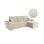 Canap� komeco d'angle reversible convertible avec coffre et t�ti�res en velours c�tel� - beige