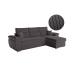 Canap� komeco d'angle reversible convertible avec coffre et t�ti�res en velours c�tel� - gris