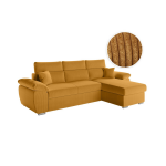 Canap� komeco d'angle reversible convertible avec coffre et t�ti�res en velours c�tel� - jaune