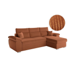 Canap� komeco d'angle reversible convertible avec coffre et t�ti�res en velours c�tel� - terracotta