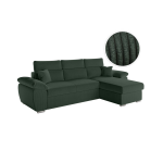 Canap� komeco d'angle reversible convertible avec coffre et t�ti�res en velours c�tel� - vert fonc�