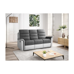 Canap� de relaxation 3 places en microfibre et simili l�on - blanc et gris