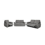 Canap�s de relaxation ross �lectriques 3 et 2 places et fauteuil en tissu antitache - gris