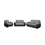 Canap�s de relaxation ross �lectriques 3 et 2 places et fauteuil en tissu et simili - noir / gris