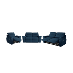 Canap�s de relaxation ross �lectriques 3 et 2 places et fauteuil en tissu textur� 3d - bleu fonc�