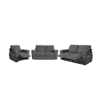Canap�s de relaxation ross �lectriques 3 et 2 places et fauteuil en tissu textur� 3d - gris fonc�