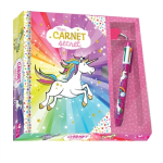 Mon carnet secret licorne - coffret avec stylo 4 couleurs (broch�)
