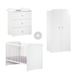 Chambre compl�te b�b� avec lit 120x60cm, commode � langer et armoire 2 portes - basic
