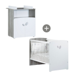 Chambre duo lit et commode � langer en bois blanc - leaf