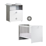 Duo lit b�b� 120x60 et commode � langer - nao - bois blanc - babyprice