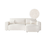 Clarisse - canap� d'angle convertible r�versible avec coffre en tissu bouclette - blanc