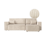 Clarisse - canap� d'angle convertible r�versible avec coffre en velours c�tel� - beige