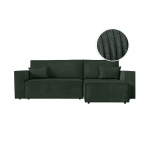 Clarisse - canap� d'angle convertible r�versible avec coffre en velours c�tel� - vert fonc�