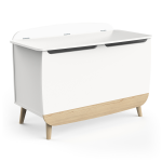 Coffre � jouets avec couvercle coloris blanc et bois naturel firmiana
