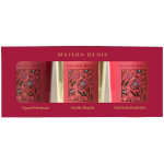 Coffret de 3 bougies en (verre rose / framboise / or) - cire parfum�e non color�e