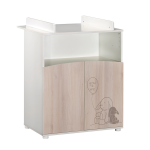 Commode � langer 2 portes et 1 niche s�rigraphie lapin - lapinou - blanc / bois - babyprice