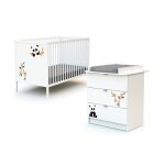 Duo lit b�b� et commode panda blanc