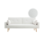 Elga - canap� droit 3 places scandinave convertible en tissu bouclette - blanc