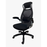 Fauteuil dising haut avec appui t�te et a roulettes noir . mati�re : tissu et r�sille. dim. : l. 78 x ...