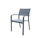 Fauteuil de jardin empilable milos en aluminium anthracite jardiline