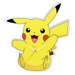 Grande horloge murale forme 50cm en bois pokemon : pikachu